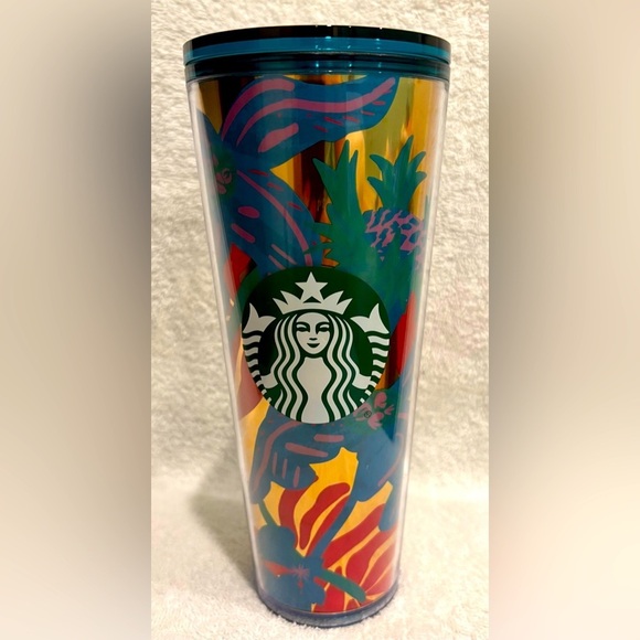 Starbucks Colorful Tumbler pattern forest dream aqua 24 ounce Tumblr - Picture 1 of 5